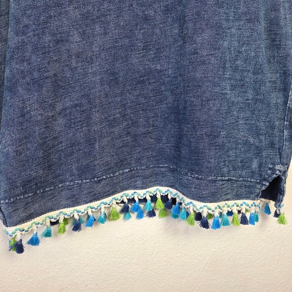 Jane and Delancey Cotton knit Tank Shift Dress Tassel Hem Beach Boho - Picture 5 of 9